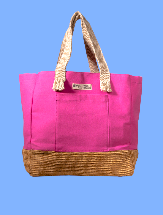 The Burlap People X Cocopalm Pink Beach Tote Bag