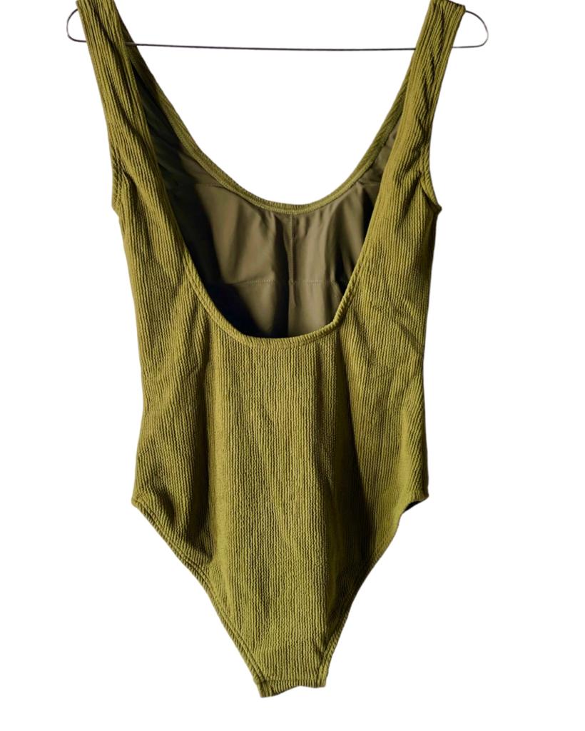 Olive Ribbed Swimsuit